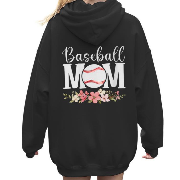 Floral Baseball Mom Mother's Day Cute Baseball Mama Mommy Women Hoodie Back Print