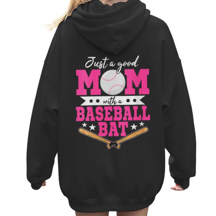 Just A Good Mom With A Baseball Bat Baseball Mom Women Hoodie Back Print