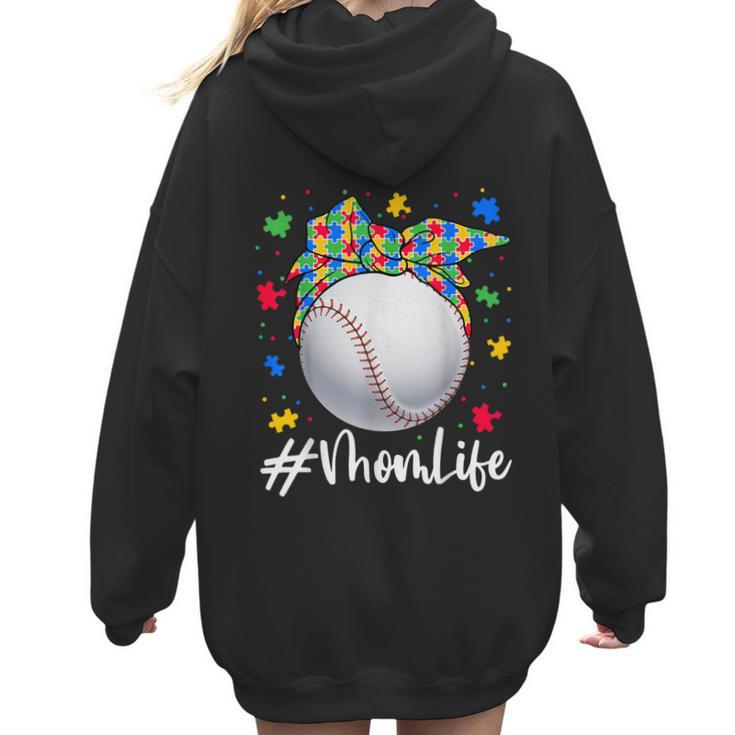 Messy Ball Puzzle Baseball Mom Life Autism Awareness Month Women Hoodie Back Print
