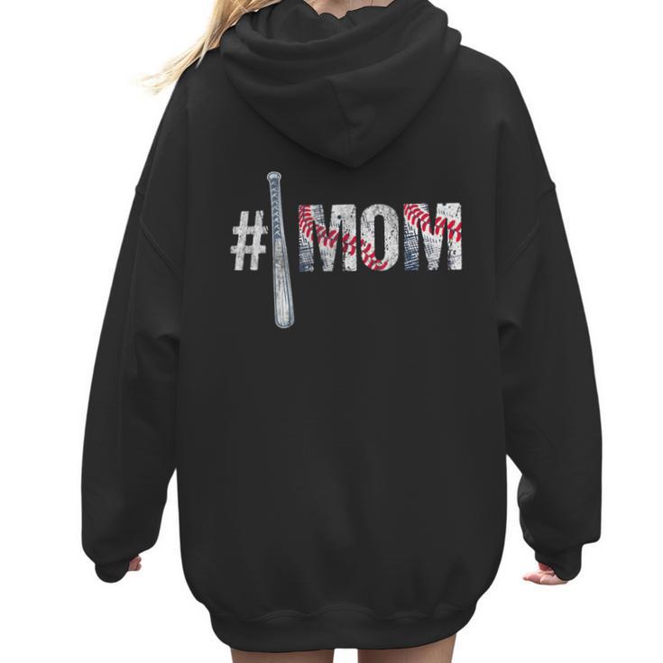 Number One Baseball Mom For Mothers Day Baseball Mommy Women Hoodie Back Print