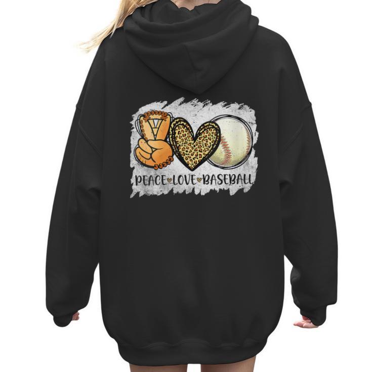 Peace Love Baseball Mom Leopard Print Mother's Day Women Hoodie Back Print