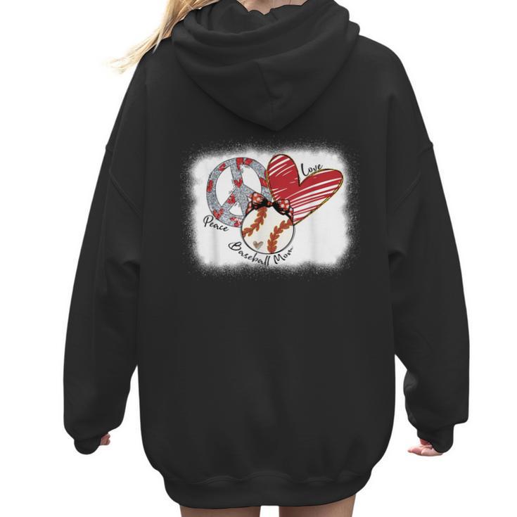 Peace Love Baseball Mom Mommy Women Hoodie Back Print