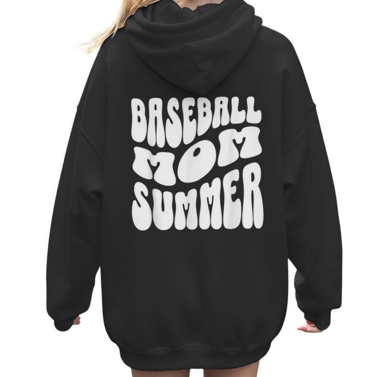 Retro Baseball Mom Summer Groovy Appreciation Women Hoodie Back Print