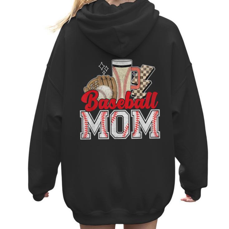 Retro Coffee Baseball Mama Mother's Day Baseball Mom Women Hoodie Back Print