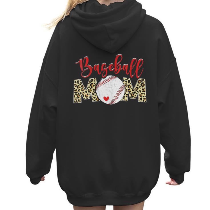 Sport Mom Leopard Mother's Day Baseball Mommy Mama Women Hoodie Back Print