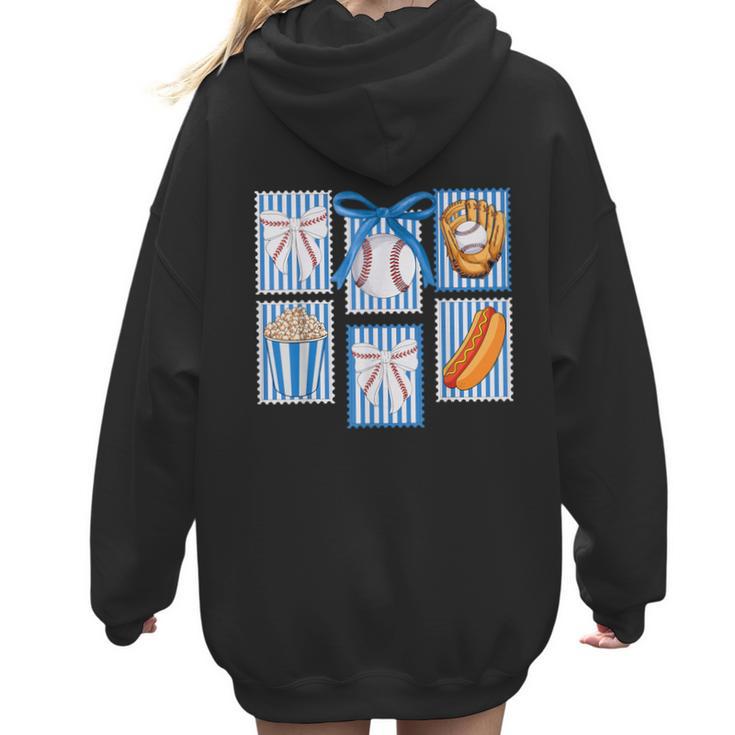 Stamps Coquette Bow Baseball Kids Youth Girls Baseball Mom Women Hoodie Back Print