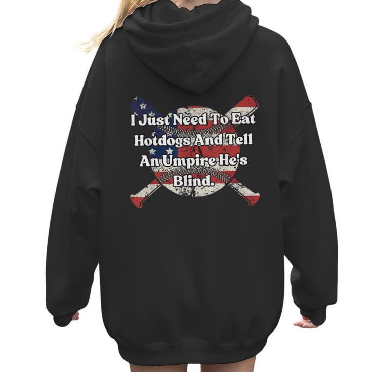 Umpire And Hotdogs 4th July Baseball Moms Women Hoodie Back Print