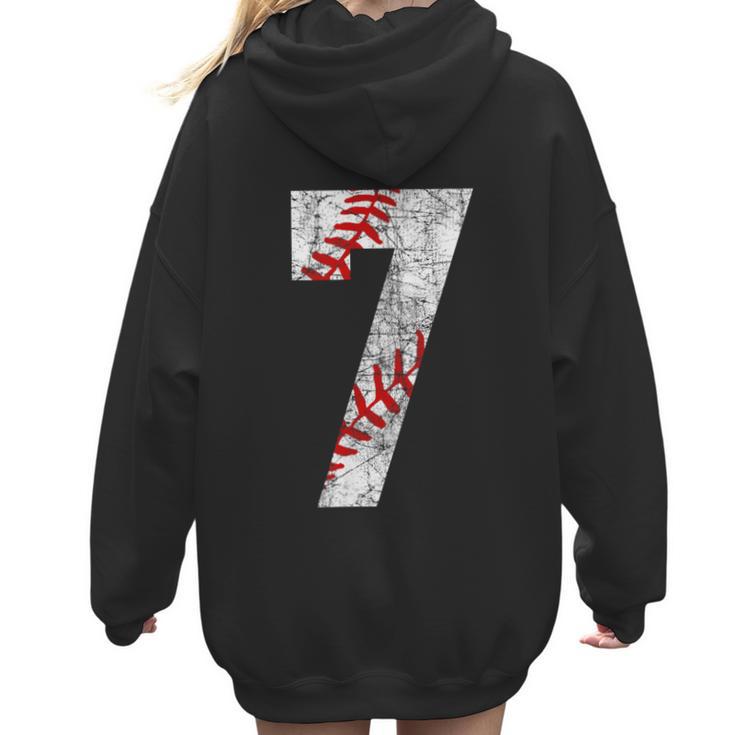 Vintage Baseball Mom 7 Jersey Baseball Favorite Player Women Hoodie Back Print
