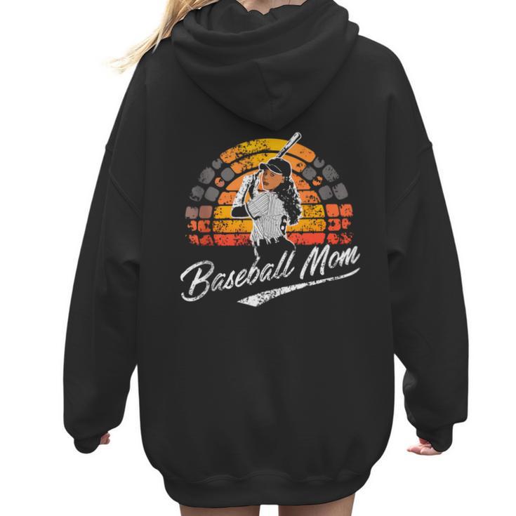 Vintage Retro Sunset Baseball Mom Mother's Day Women Hoodie Back Print