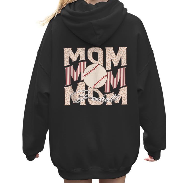 Women's Retro Baseball Mama Distressed Baseball Mom Life Women Hoodie Back Print