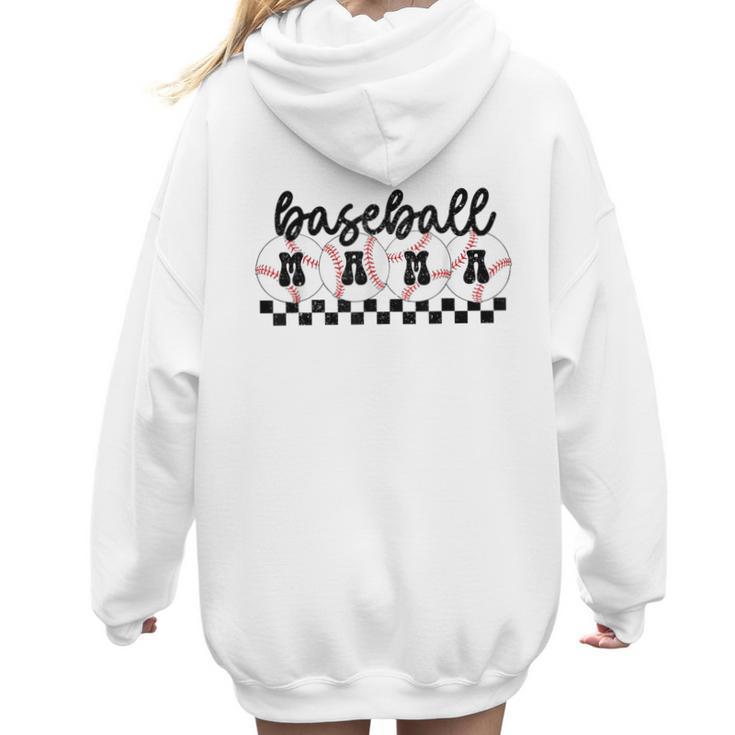 Baseball Mama Retro Groovy Baseball Mom Mother Game Day Women Hoodie Back Print
