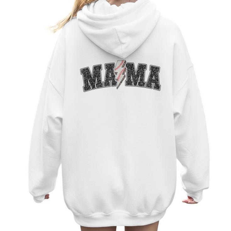 Baseball Mama Rocks Lightning Baseball Mom Mother's Day Women Hoodie Back Print