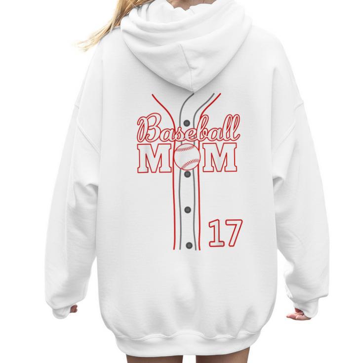 Baseball Mom 17 Number 17 Jersey Team Numbered Jersey Women Hoodie Back Print