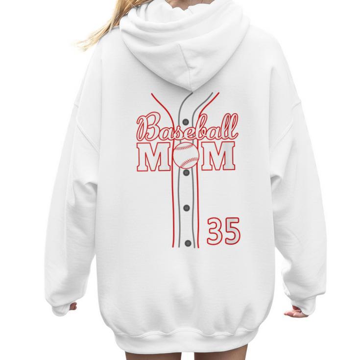 Baseball Mom 35 Number 35 Jersey Team Numbered Jersey Women Hoodie Back Print