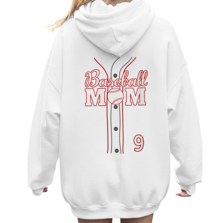 Baseball Mom 9 Number 9 Jersey Team Numbered Jersey Women Hoodie Back Print