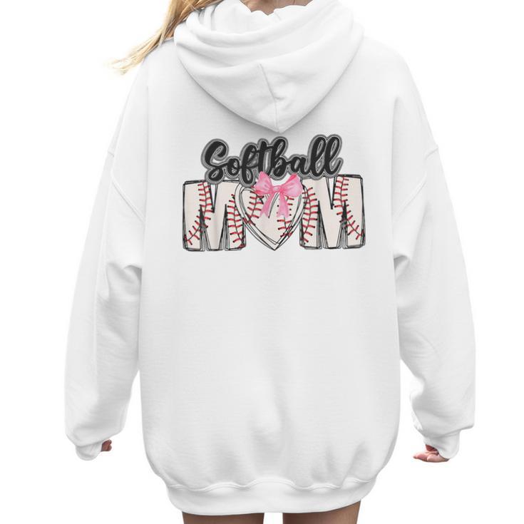 Baseball Mom Coquette Women Girls Baseball Mama Women Hoodie Back Print
