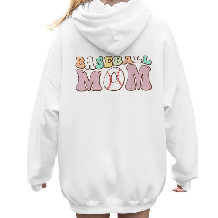 Baseball Mom Groovy Game Day Women Hoodie Back Print