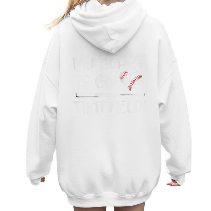 Baseball Mom My Heart Favorite Player On The Field Quote Women Hoodie Back Print