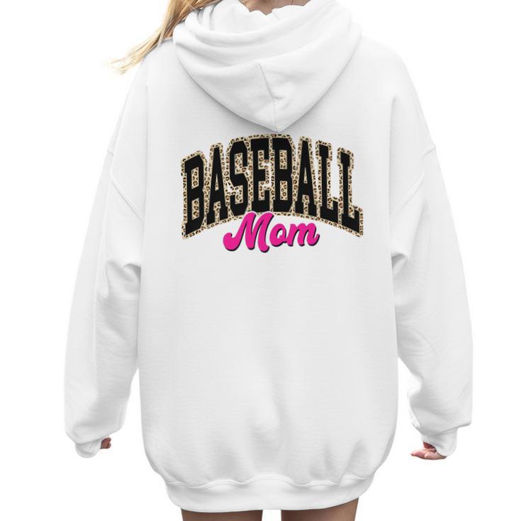 Baseball Mom Leopard Baseball Mama Life Girls Women Baller Premium Women Hoodie Back Print