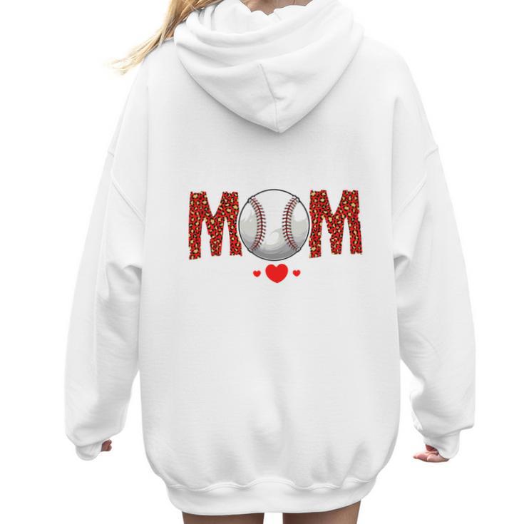 Baseball Mom Leopard Sports Players Mother's Day Women Hoodie Back Print