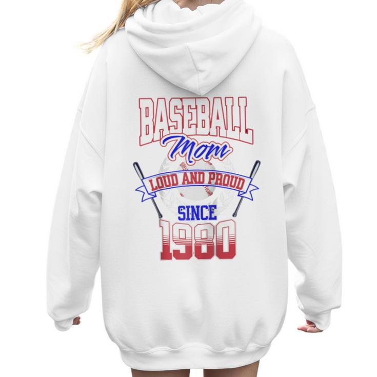 Baseball Mom Loud & Proud Since 1980 Raglan Baseball Tee Women Hoodie Back Print