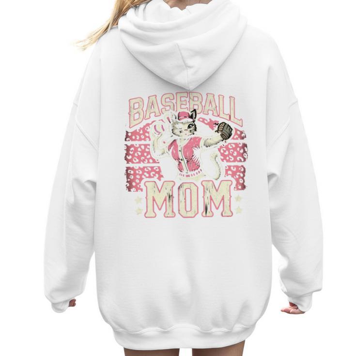 Baseball Mom Mama Mother's Cat In My Baseball Mom Era Women Hoodie Back Print