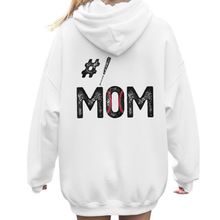 Baseball Mom Number One 1 Mother Baseball Lover Mother's Day Women Hoodie Back Print