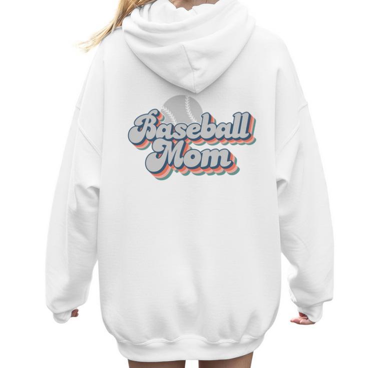 Baseball Mom Sporty Retro Baseball Team Momma Gray Women Hoodie Back Print