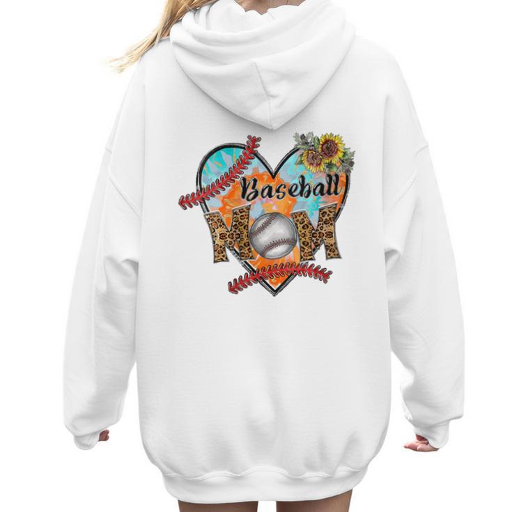 Baseball Mom Valentine Leopard Heart Softball Mother's Day Women Hoodie Back Print