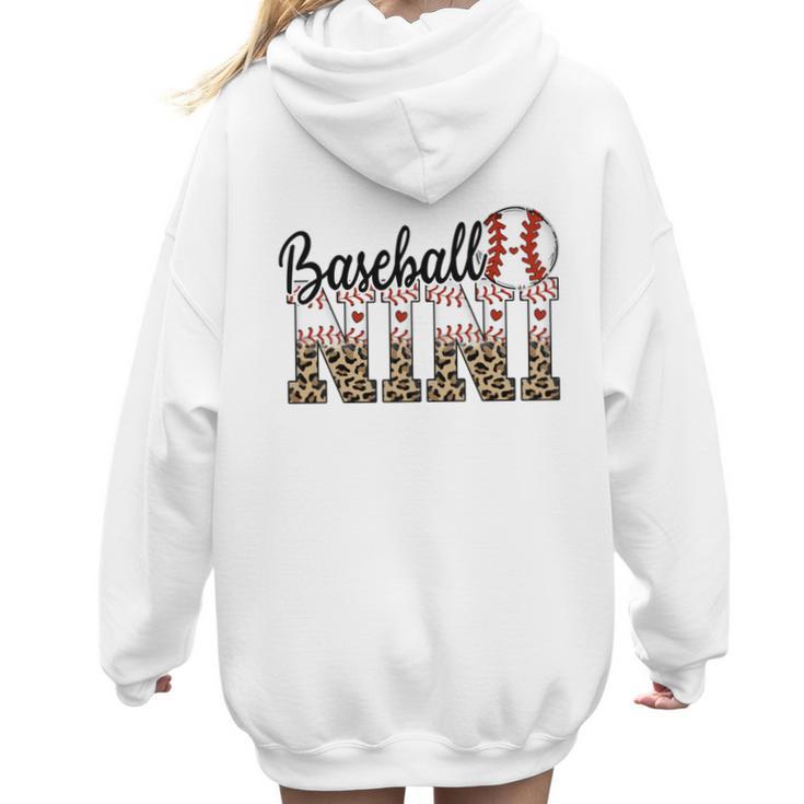 Baseball Nini Women BallPark Nini Baseball Mom Mother's Day Women Hoodie Back Print