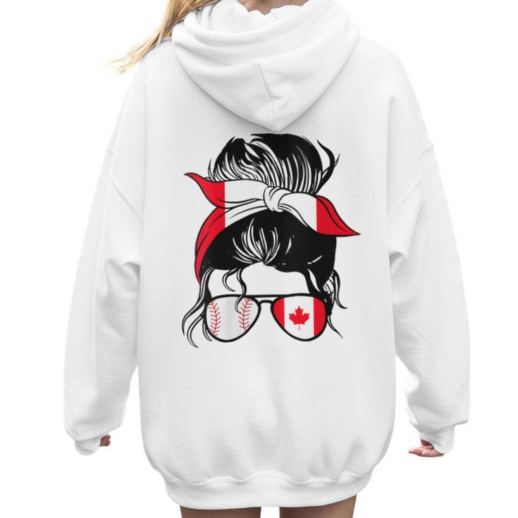 Canadian Baseball Mom Canada Flag Baseball Girl Women Hoodie Back Print