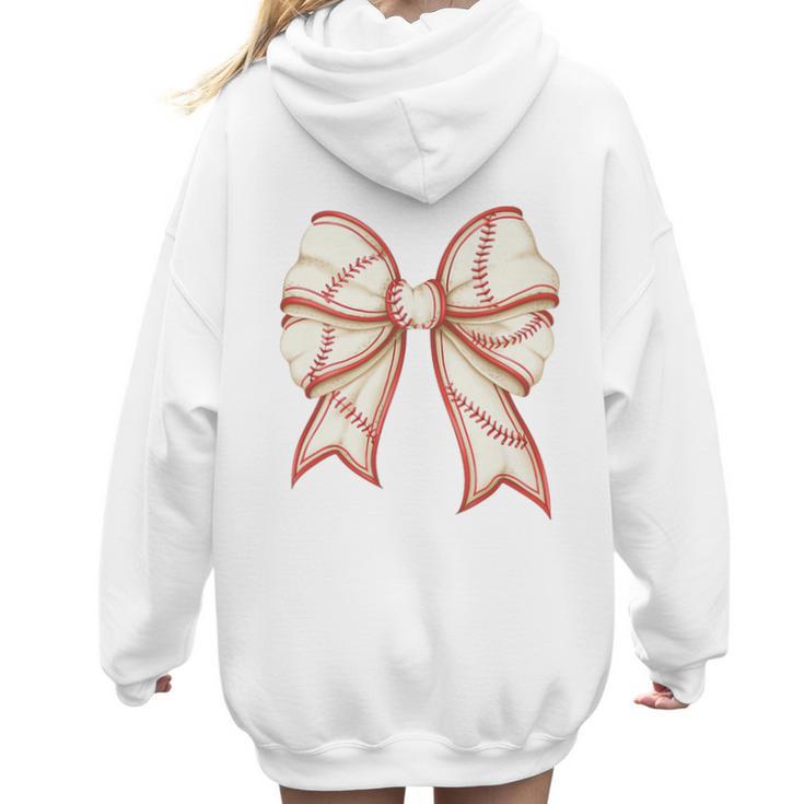Coquette Bow Baseball Mama Baseball Mom Women Premium Women Hoodie Back Print