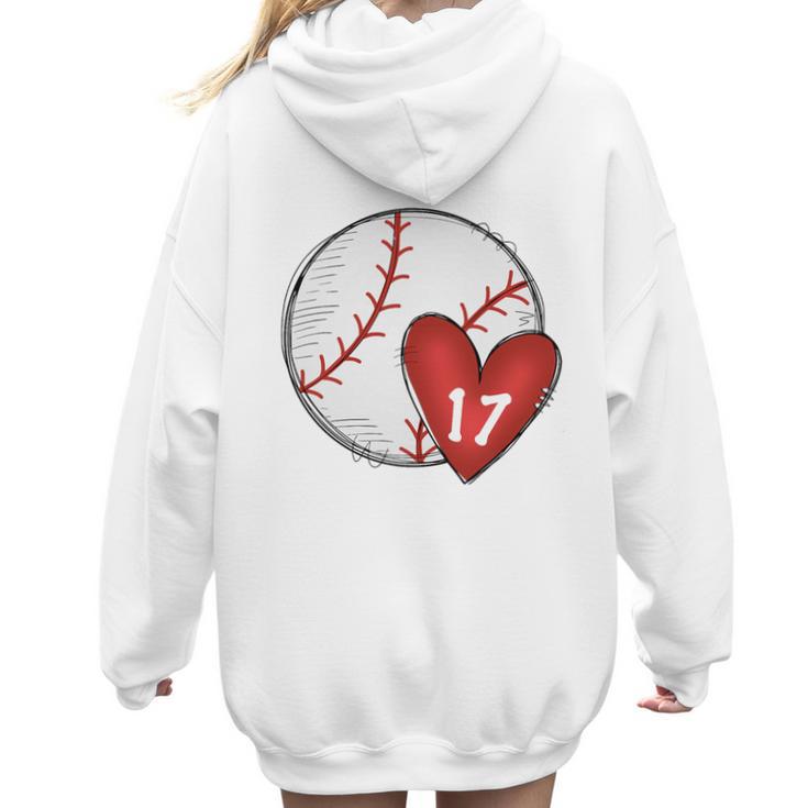 Custom Baseball Mom Number 17 Heart For Mom Mommy Premium Women Hoodie Back Print