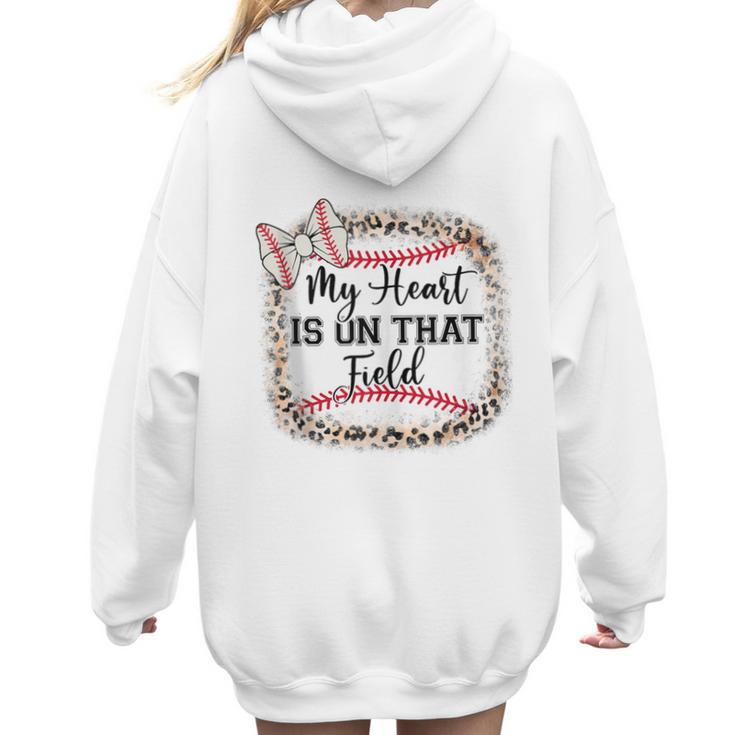 Cute Baseball Mom My Heart On That Field Sister Girl Toddler Women Hoodie Back Print