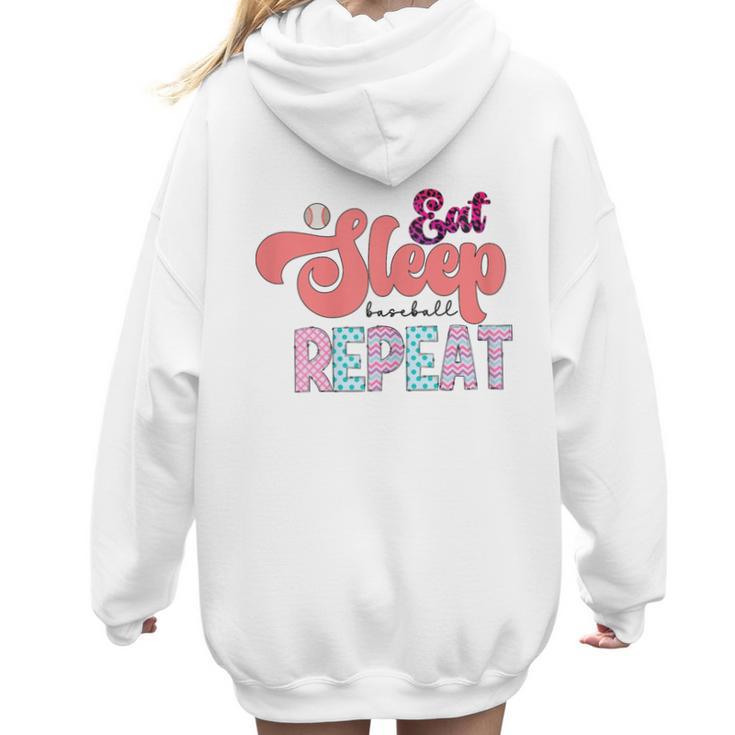 Eat Sleep Baseball Repeat Baseball Moms Women Hoodie Back Print