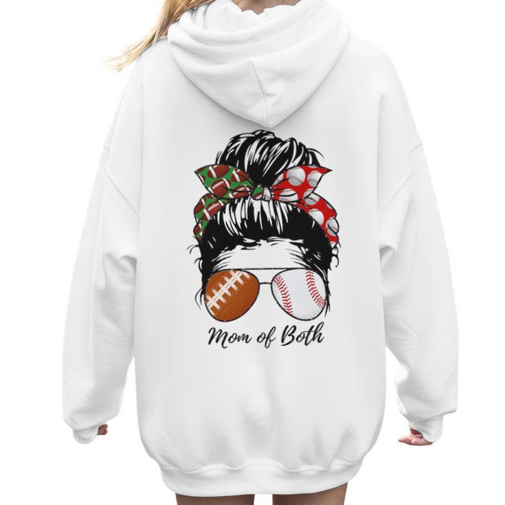 Football Mom Baseball Mom Of Both Messy Bun Mother's Day Premium Tri-Blend Women Hoodie Back Print