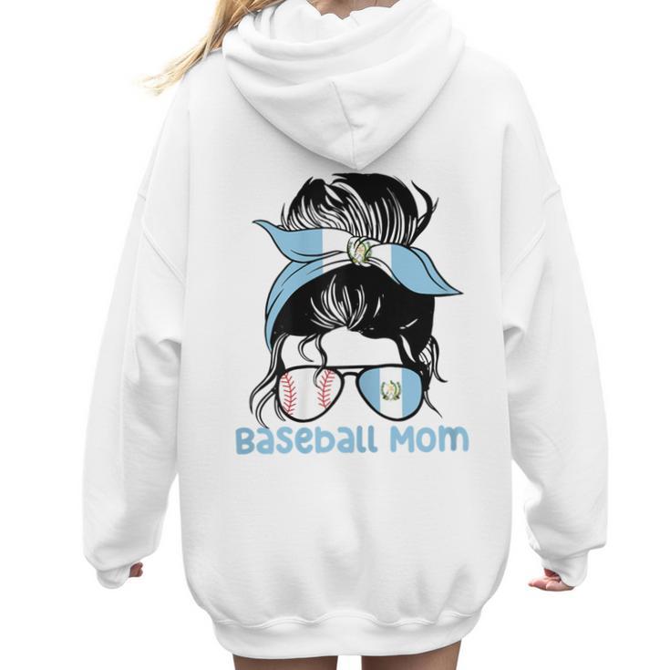 Guatemala Baseball Mom Messy Bun Women Hoodie Back Print