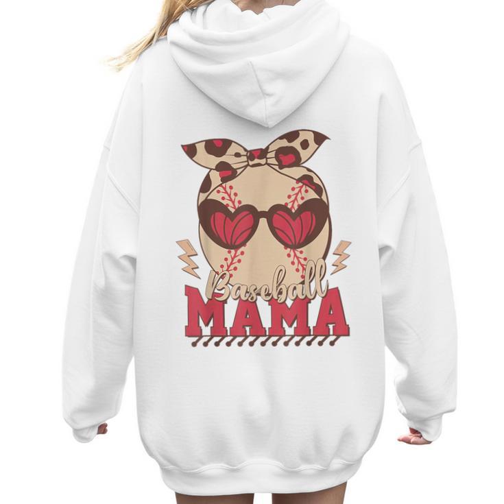 Heart Glasses Baseball Mama Baseball Mom Mother's Day Women Hoodie Back Print