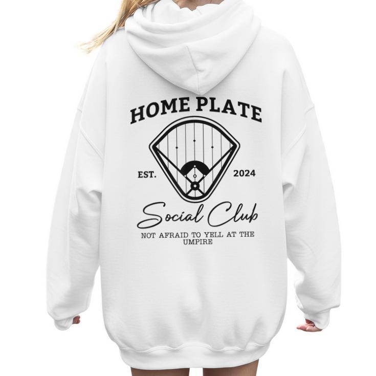 Home Plate Social Club Baseball Mom Women Hoodie Back Print
