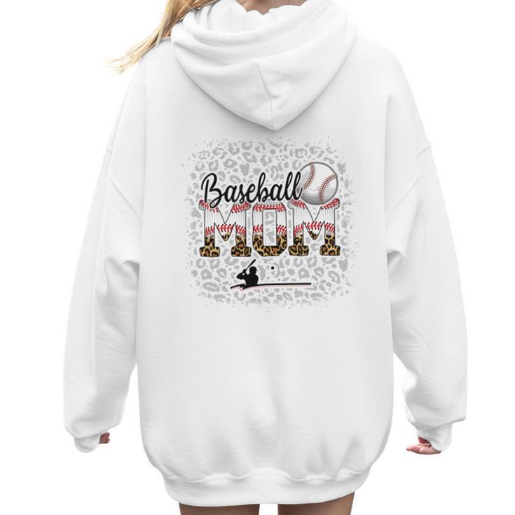 Leopard Baseball Mom Mama Mommy Bleached Women Hoodie Back Print