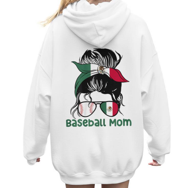 Mexico Baseball Mom Messy Bun Women Hoodie Back Print