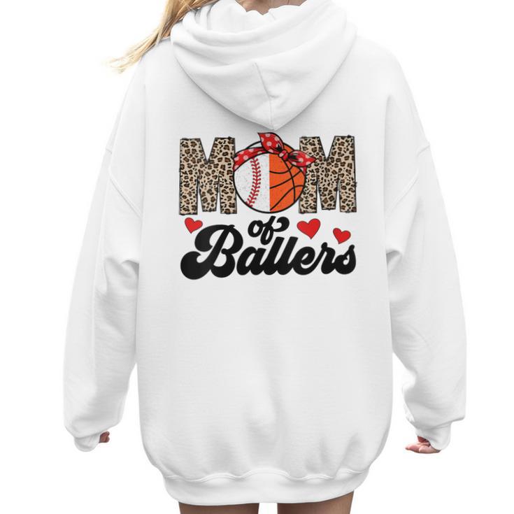 Mom Of Ballers Basketball Baseball Mom Of Ballers Women Hoodie Back Print