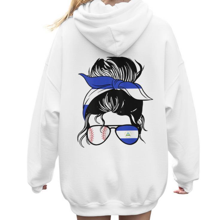 Nicaraguan Baseball Mom Nicaragua Flag Baseball Girl Women Hoodie Back Print