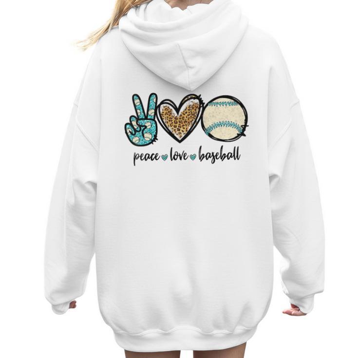 Peace Love Baseball Lover Motif For Women Pink Baseball Mom Women Hoodie Back Print