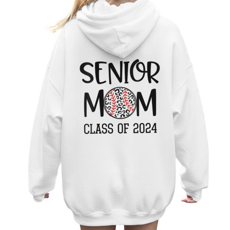 Proud Senior Baseball Mom Senior 2024 Class Leopard Game Day Women Hoodie Back Print