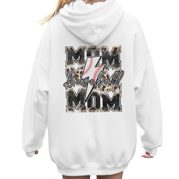 Retro Baseball Mom Mama Baseball Life Mother's Day Baseball Women Hoodie Back Print