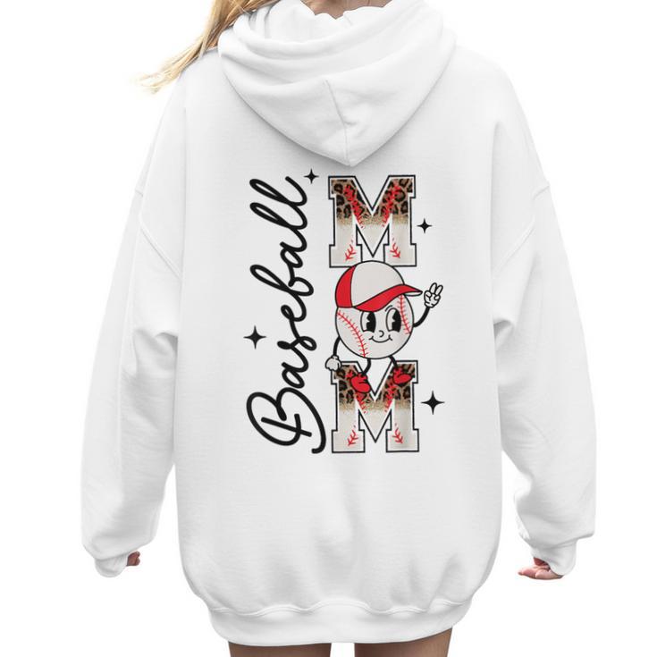Retro Baseball Mom Mama Baseball Life Softball Life Game Day Women Hoodie Back Print