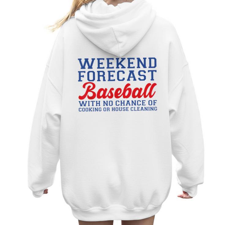 Retro Baseball Mom Mother's Day Weekend Forecast Baseball Women Hoodie Back Print