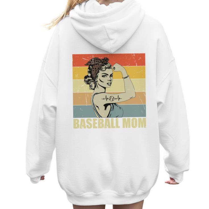 Retro Baseball Mom Sport Lover Vintage Women Hoodie Back Print