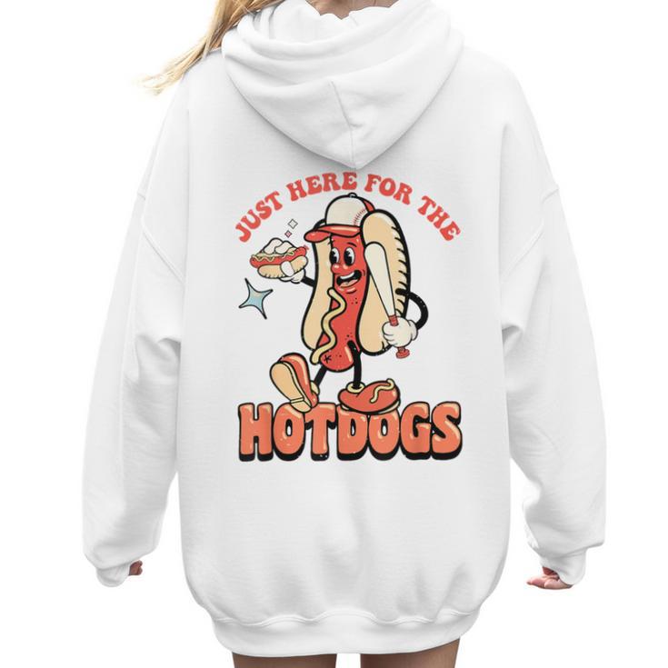 Retro Just Here For The Hotdogs Baseball Mom Sport Lover Women Hoodie Back Print